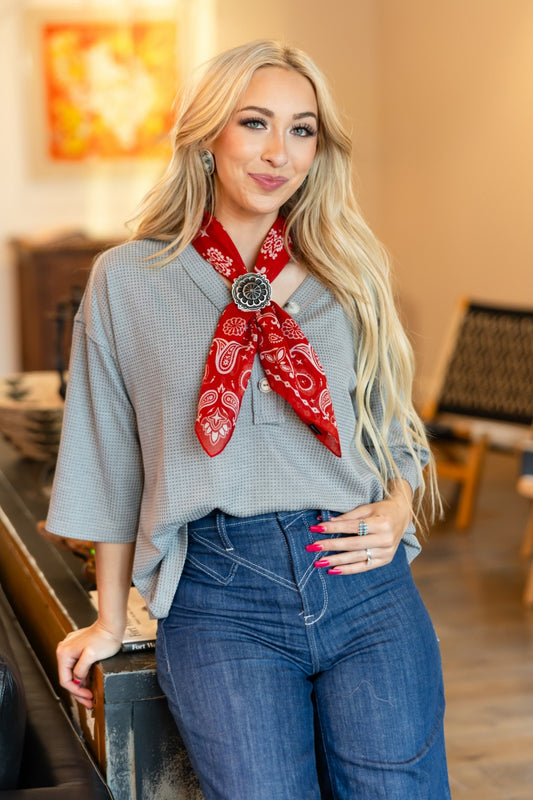 SWEET AND CASUAL TOP - HEATHER GREY