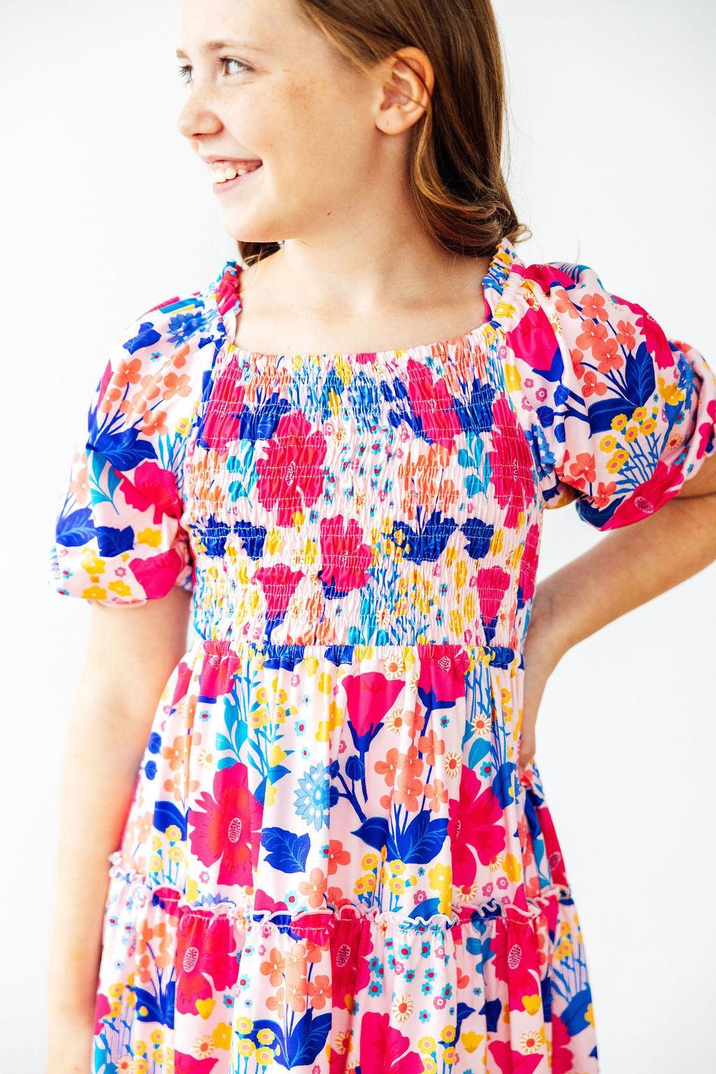 TRACY SMOCKED RUFFLE DRESS - SUNSHINE GARDEN