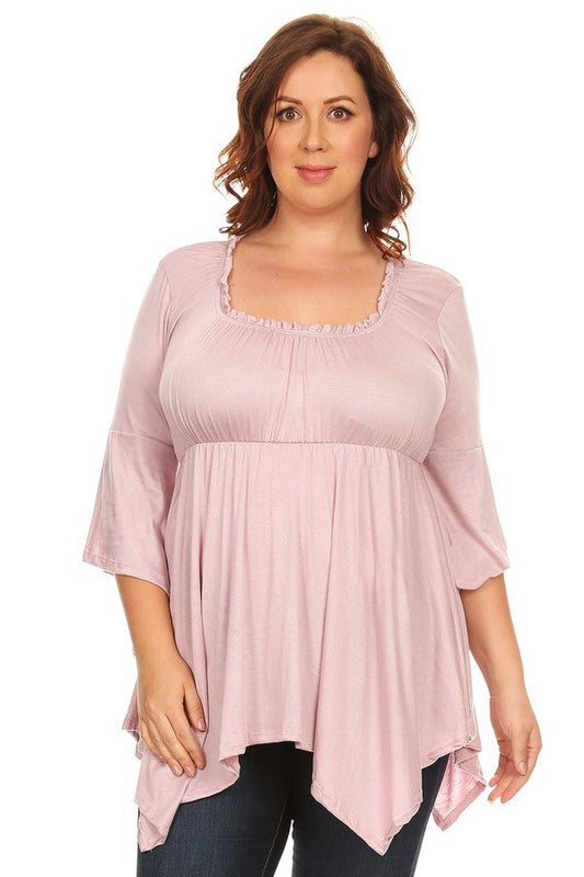 PLUS FIT AND FLARE STYLE TOP - LILAC