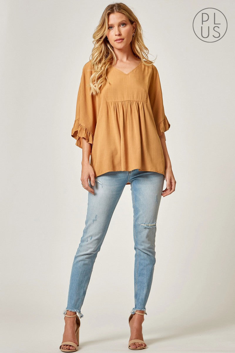 PLUS PONCHO BLOUSE - MUSTARD