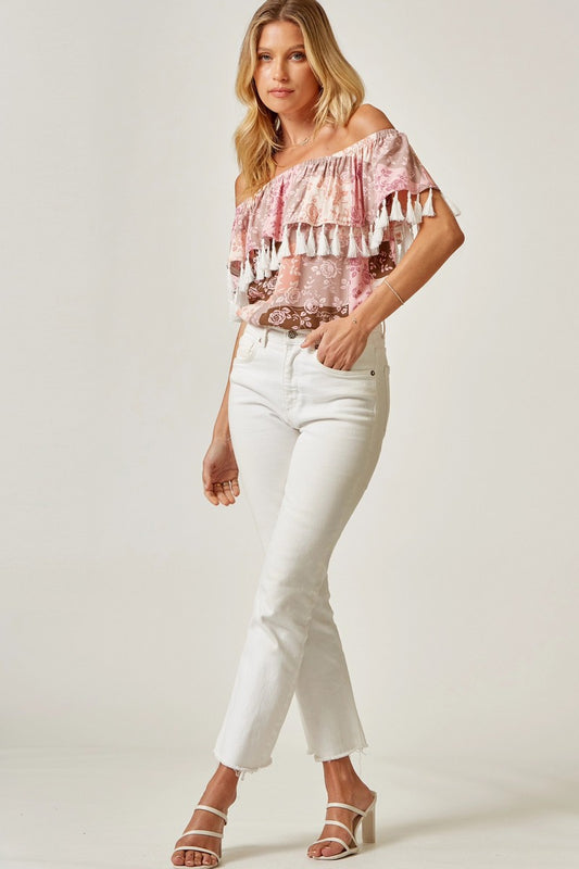 OFF THE SHOULDER TASSEL TOP