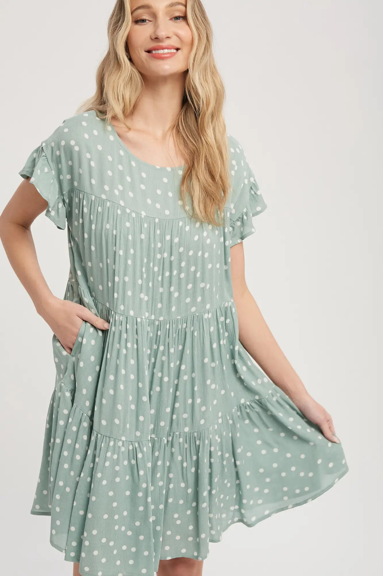 POLKADOT TIERED BABYDOLL DRESS