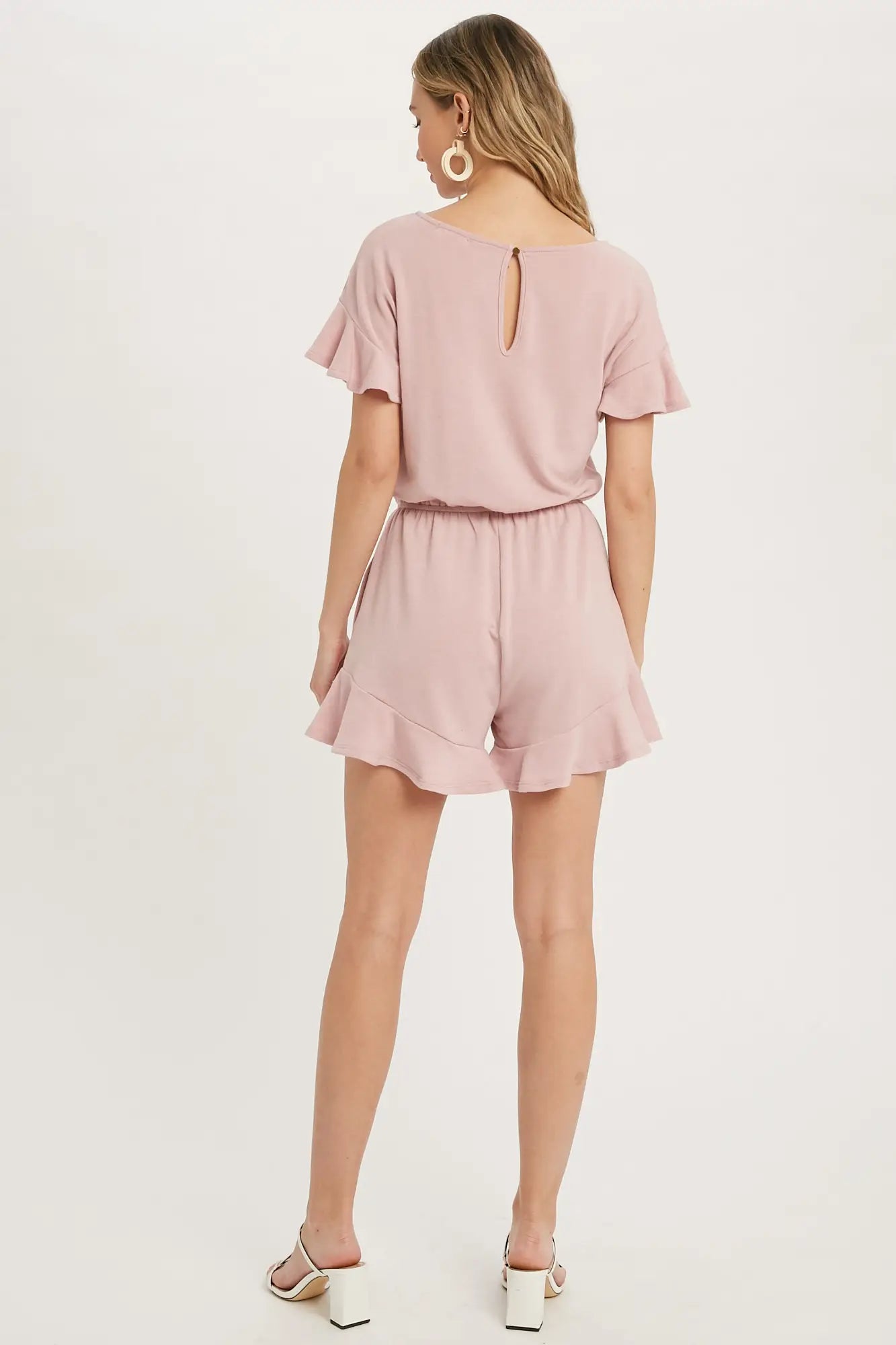 RUFFLE HEM ROMPER - ROSE