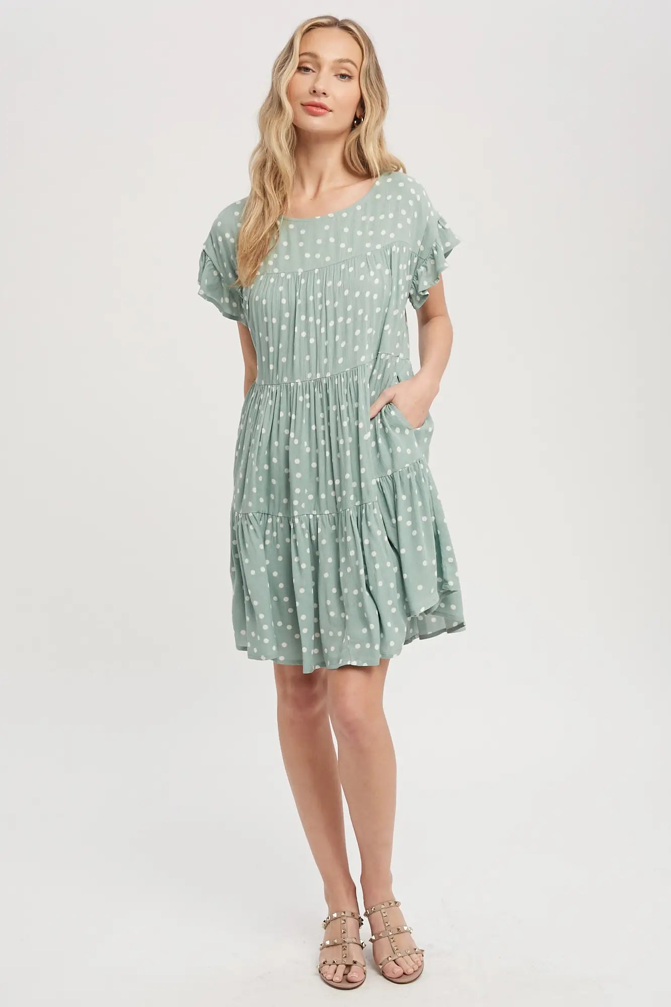 POLKADOT TIERED BABYDOLL DRESS