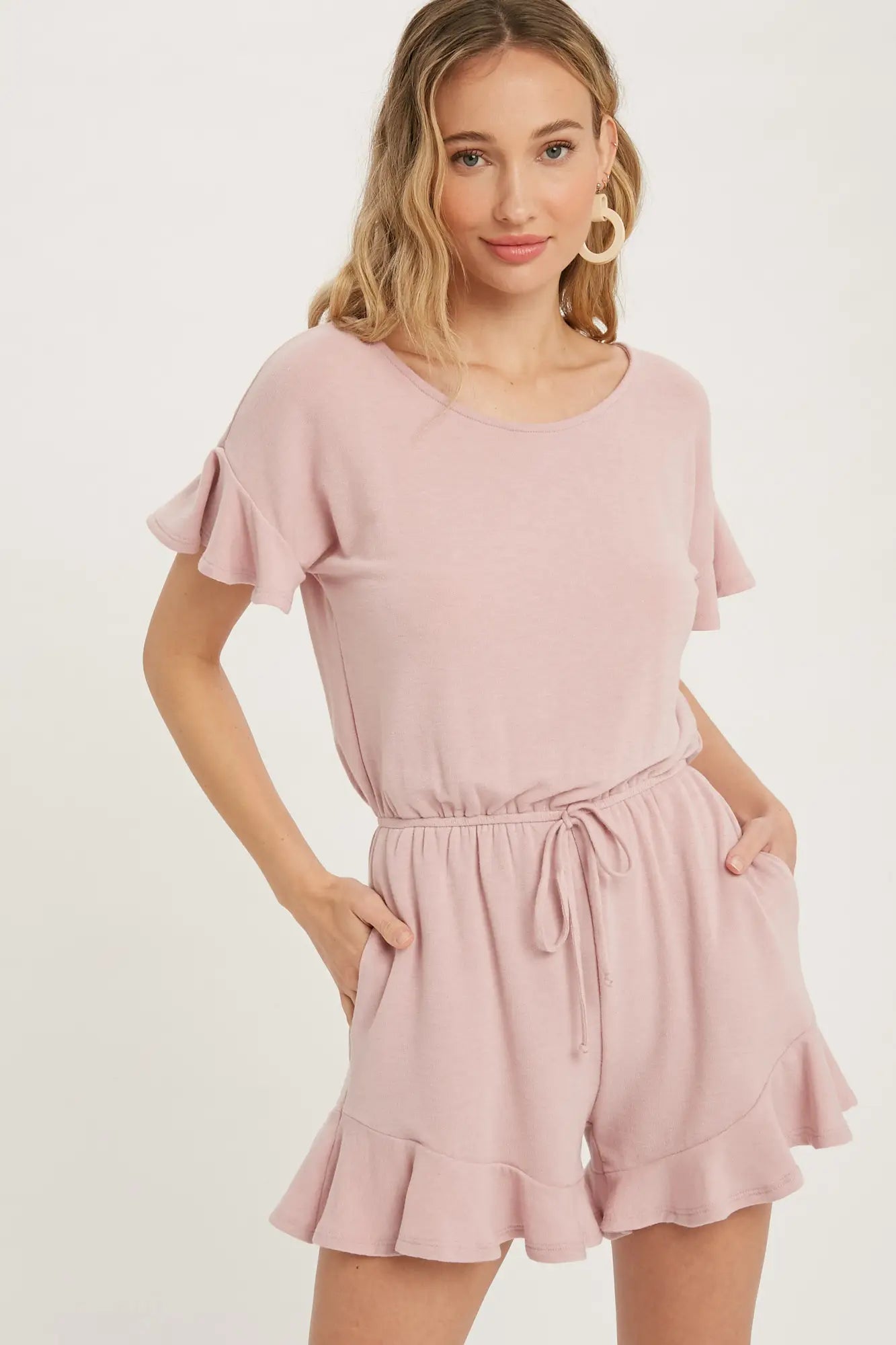 RUFFLE HEM ROMPER - ROSE