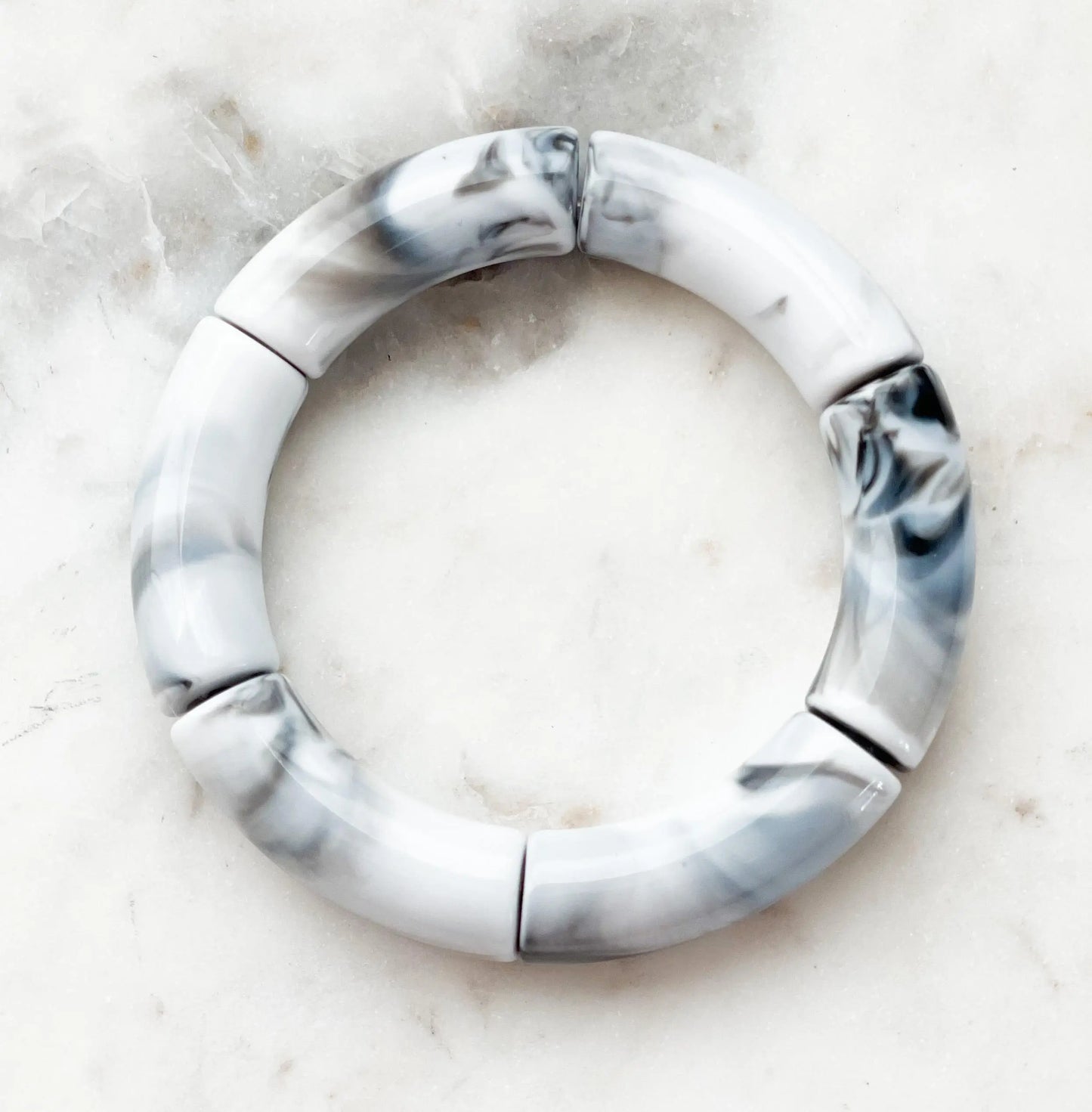 MARBLED WHITE ACRYLIC BAMBOO BANGLE