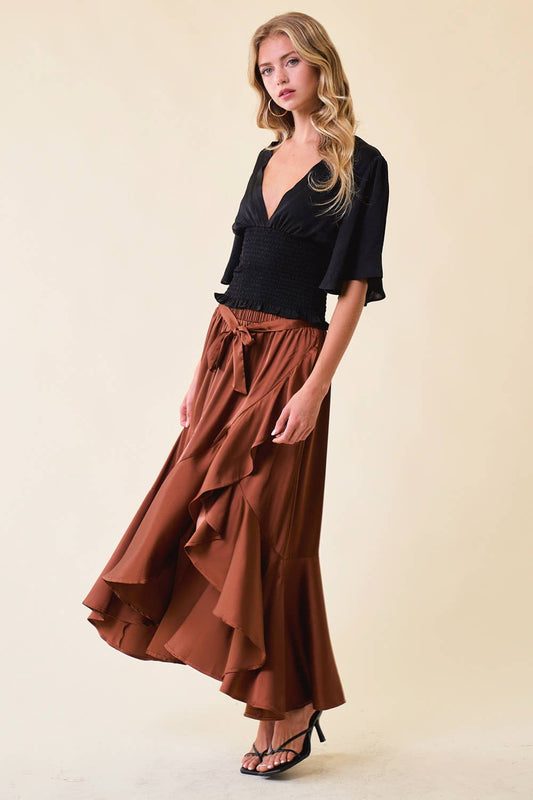 FRILLS AND TWIRLS MIDI SKIRT