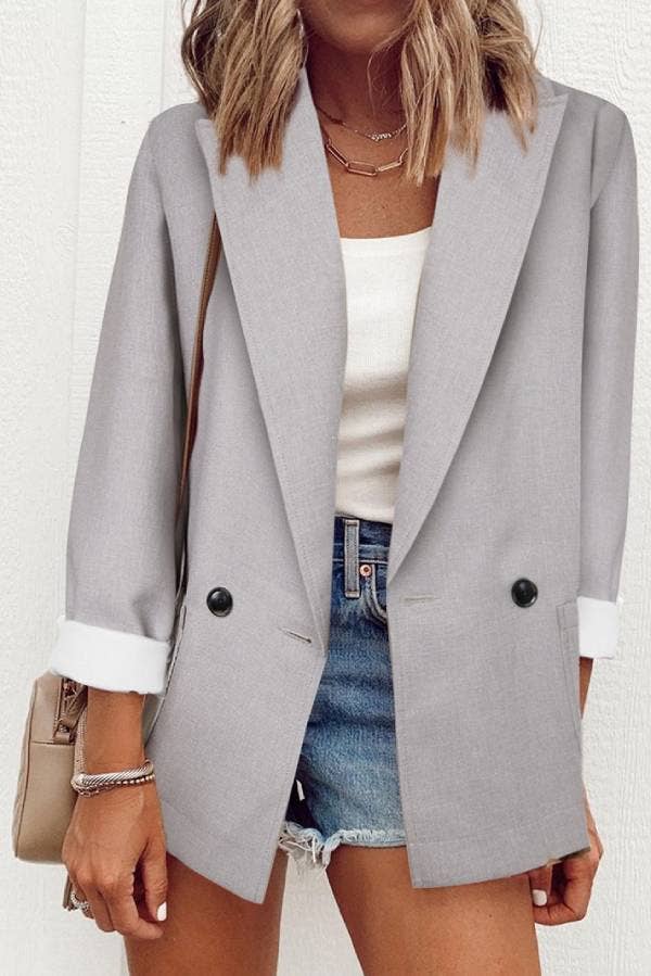 CLASSIC LONG SLEEVE BLAZER - GREY