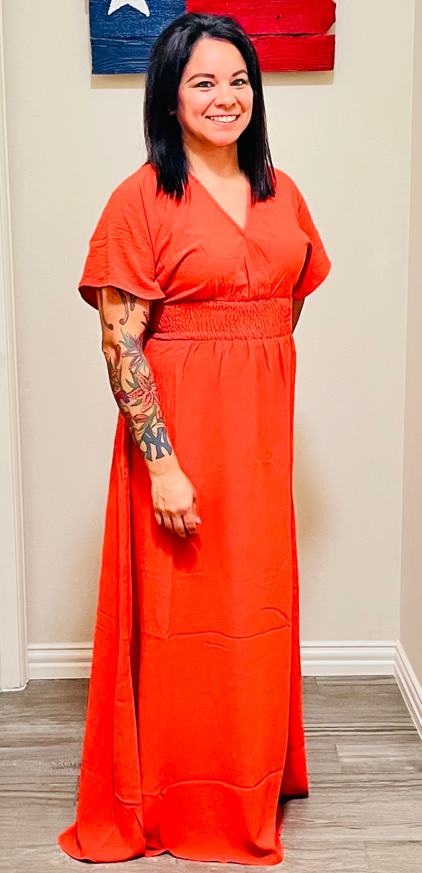 CARA DRESS - ORANGE CORAL