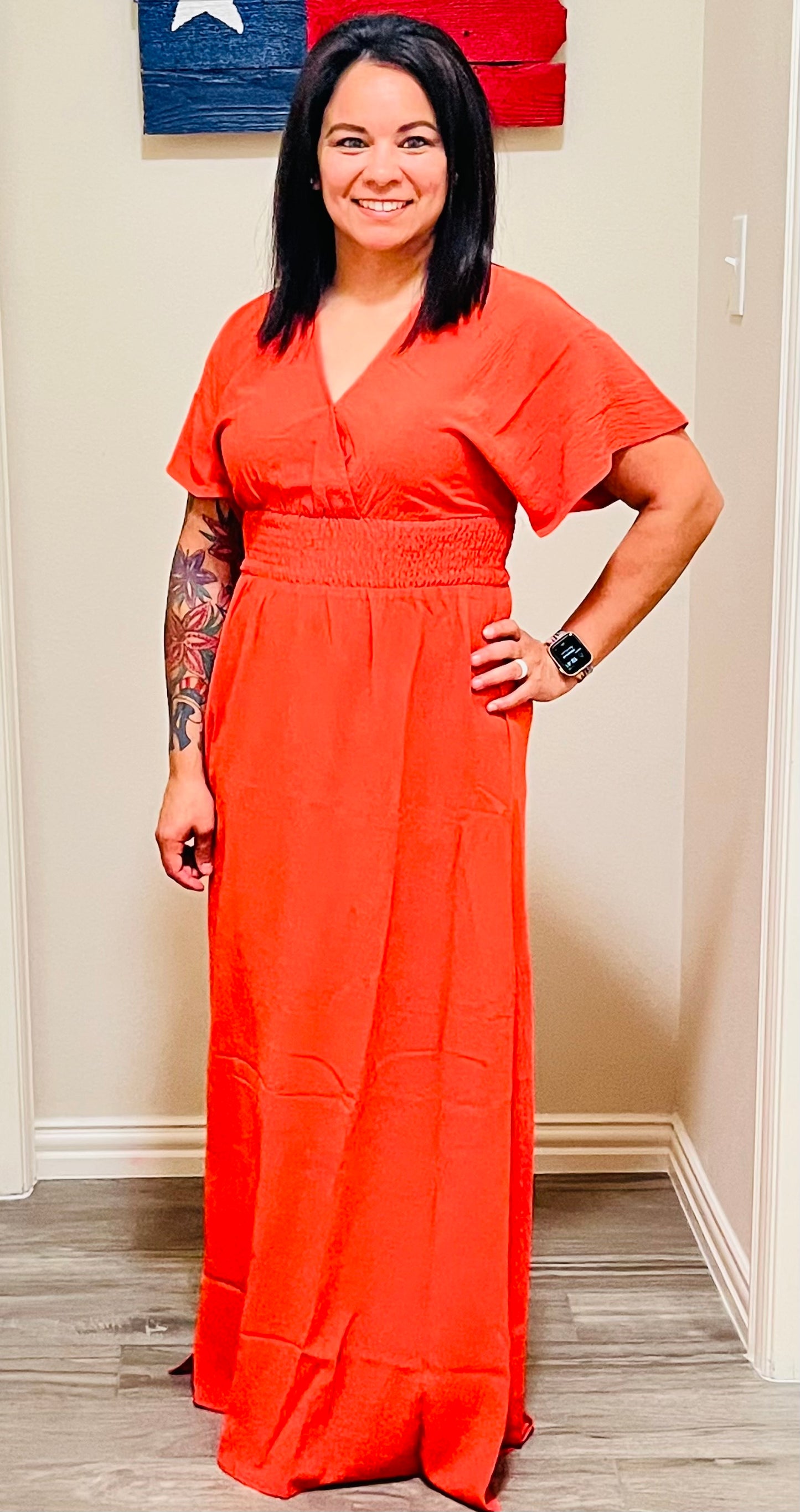 CARA DRESS - ORANGE CORAL