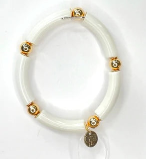 WHITE ACRYLIC BAMBOO BRACELET