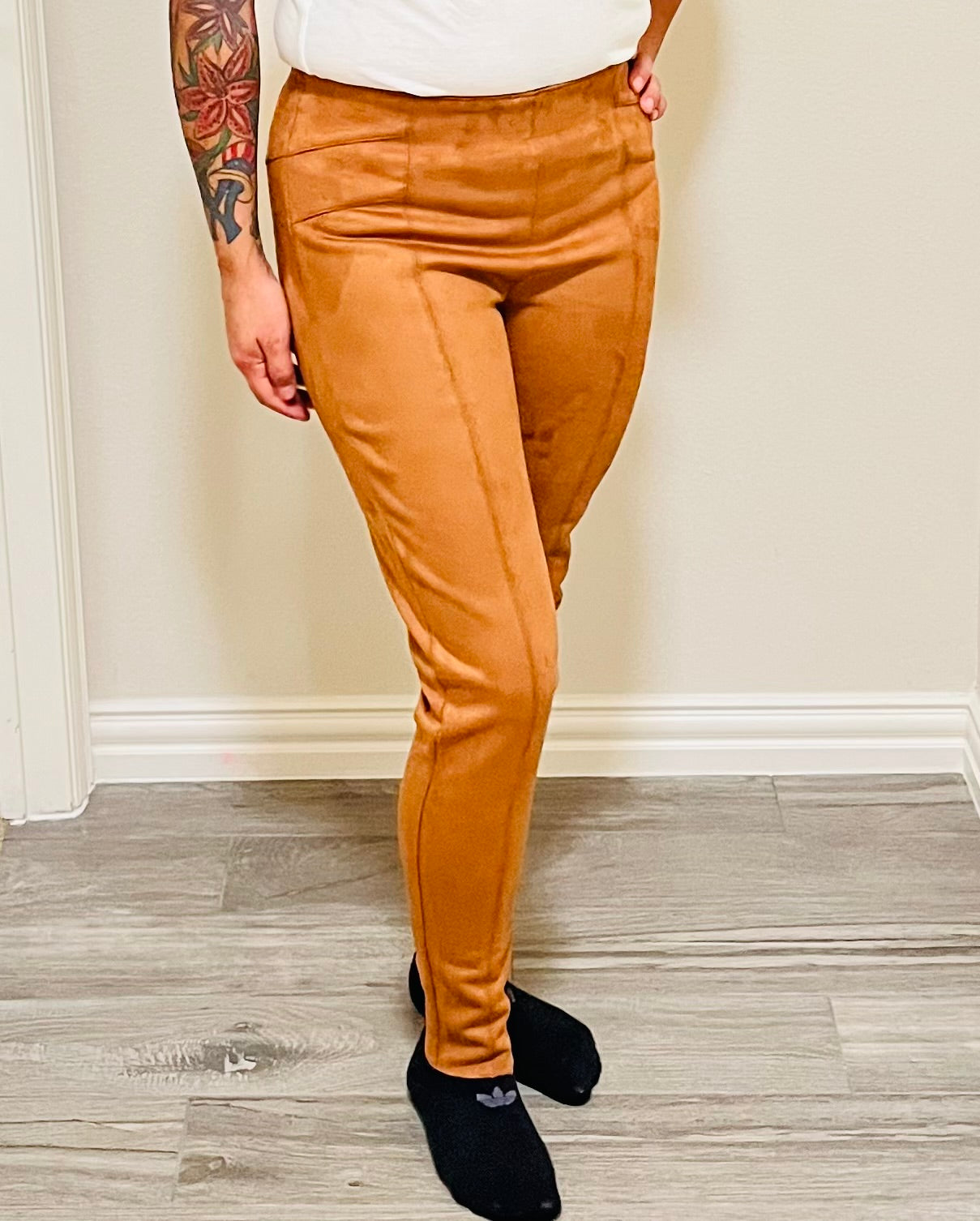 GINGER SUEDE LEGGINGS - CAMEL