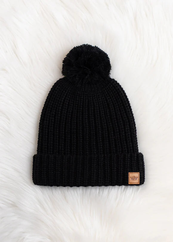 BLACK SLOUCHY KNIT HAT