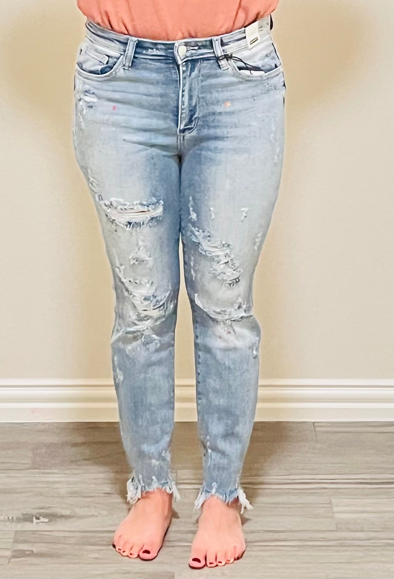 JUDY BLUE PAINT SPLATTERED BOYFRIEND JEANS