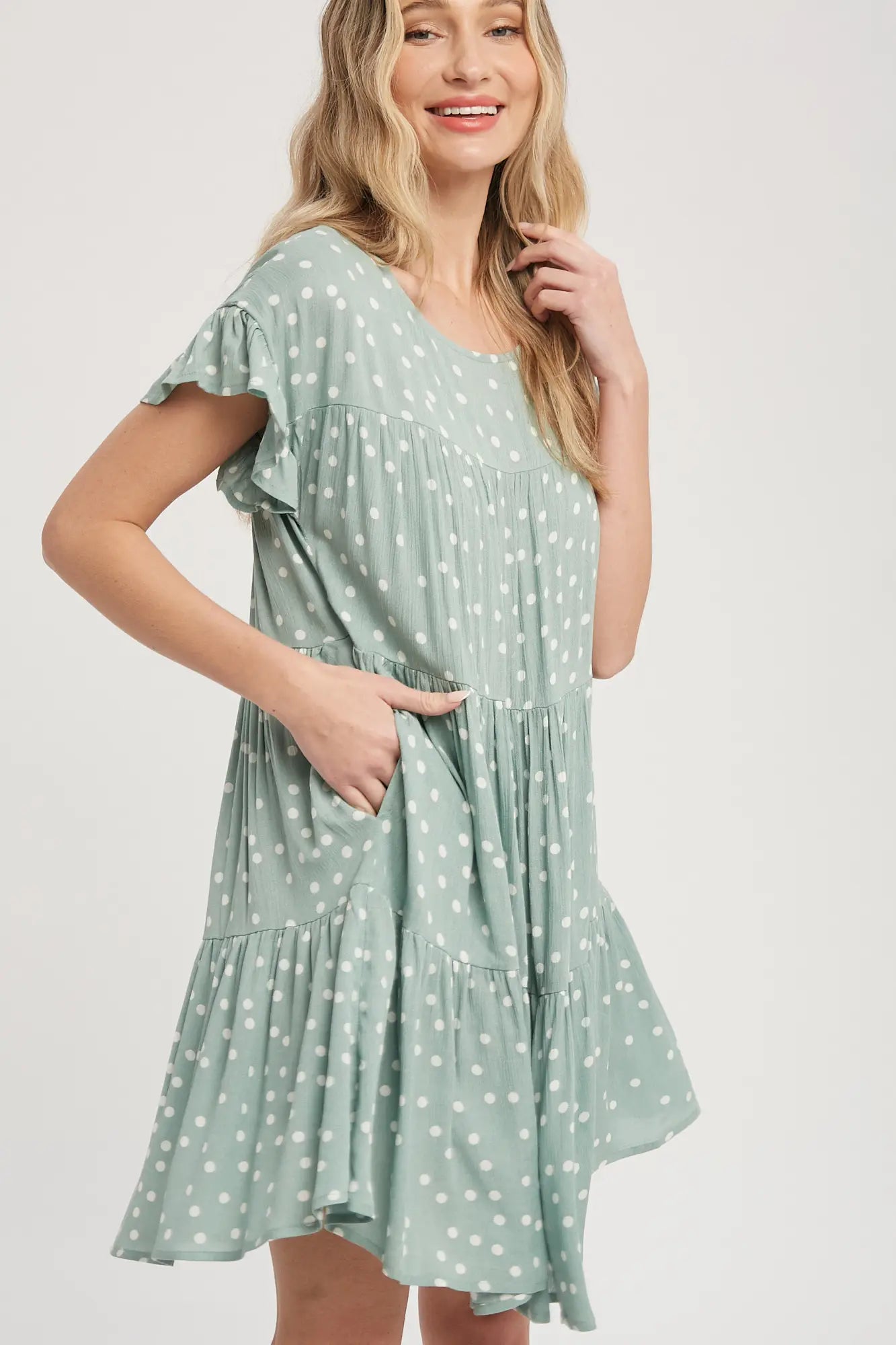 POLKADOT TIERED BABYDOLL DRESS