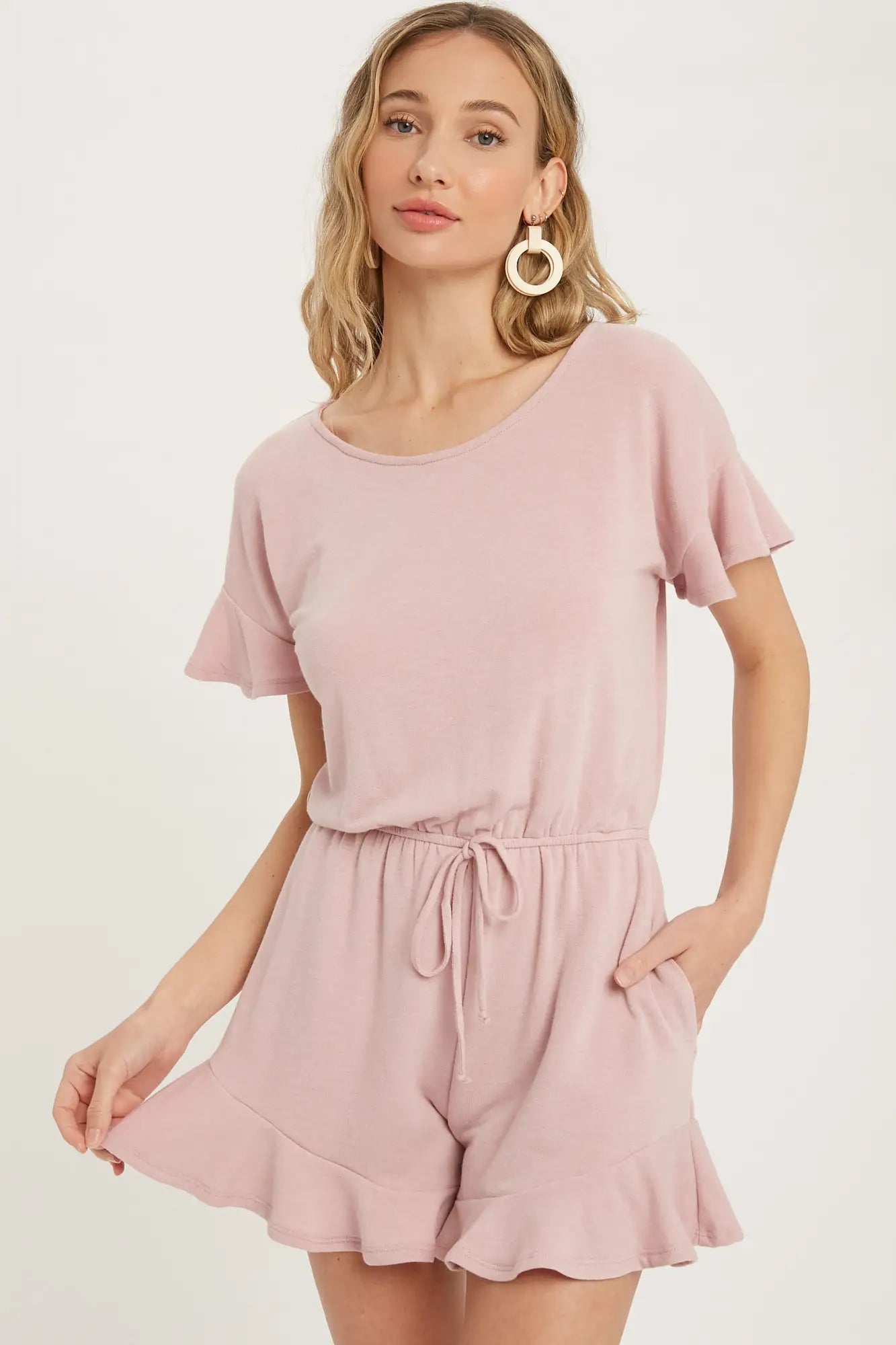 RUFFLE HEM ROMPER - ROSE