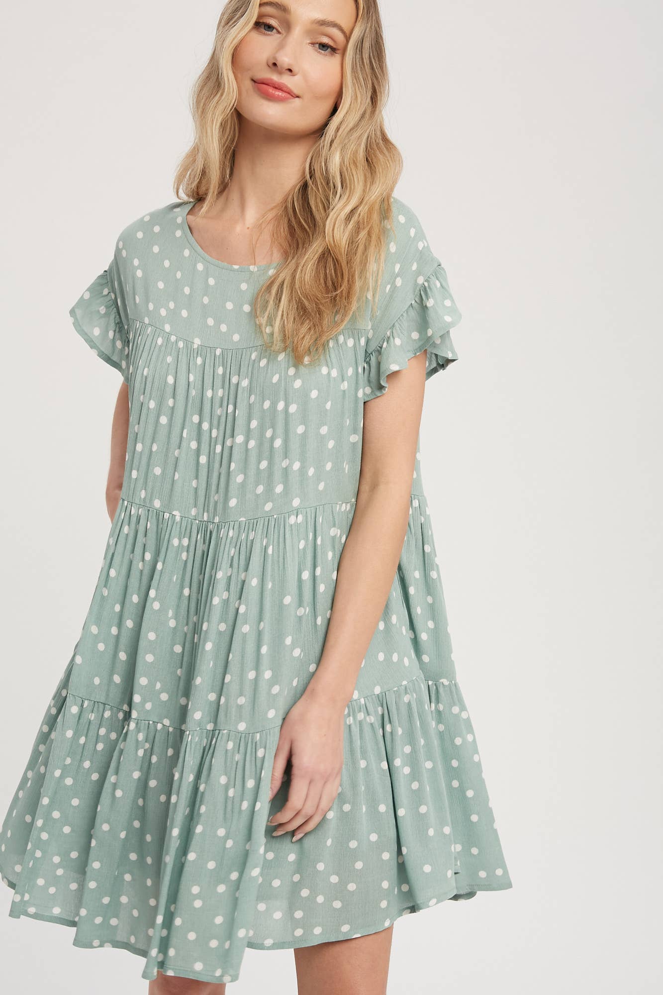 POLKADOT TIERED BABYDOLL DRESS