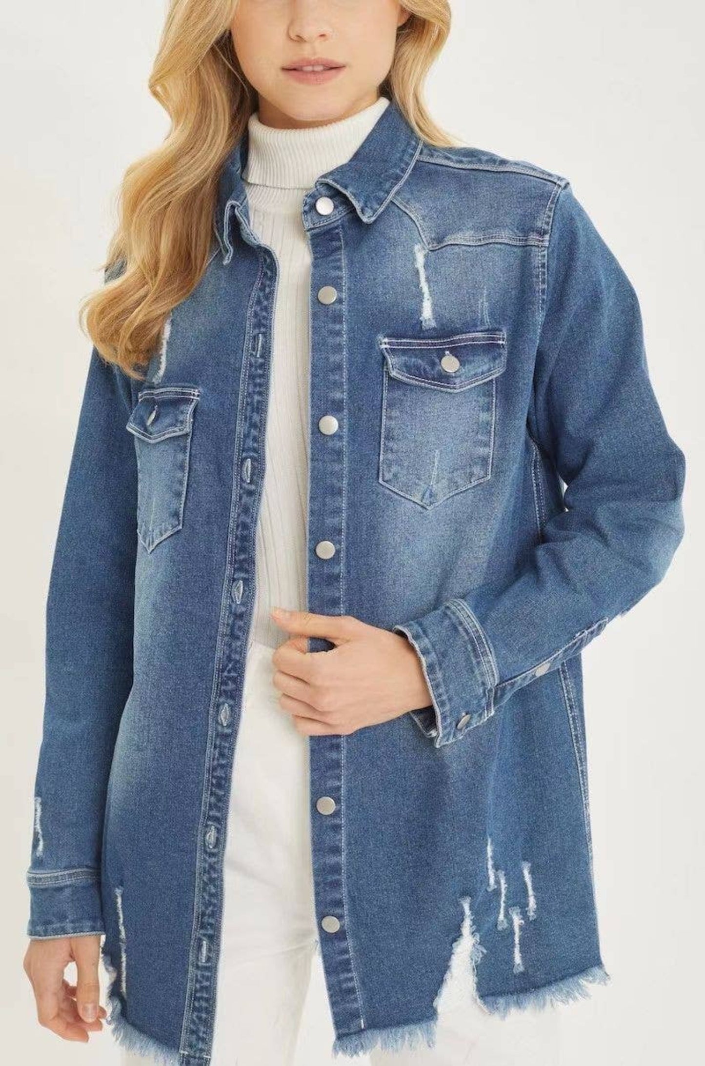 MISSY DISTRESSED DENIM JACKET