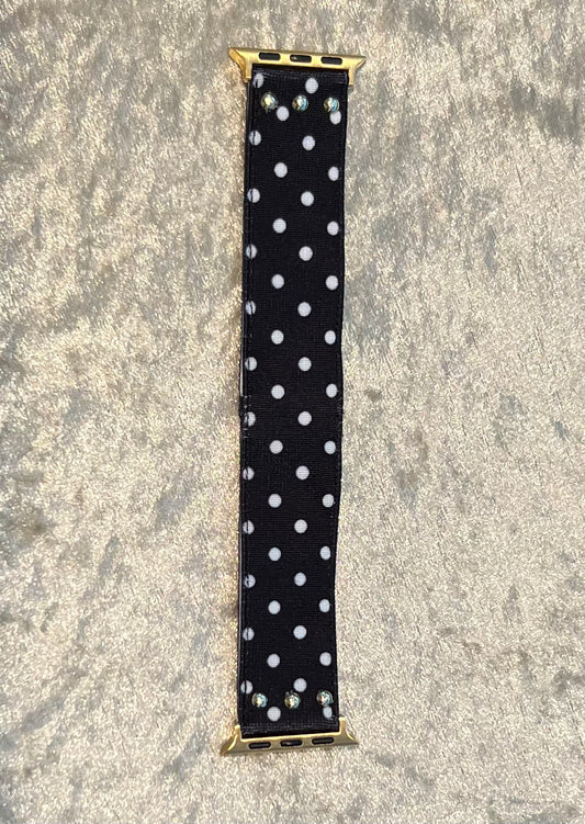 BLACK & WHITE BABY DOT APPLE WATCH BAND - 14CM