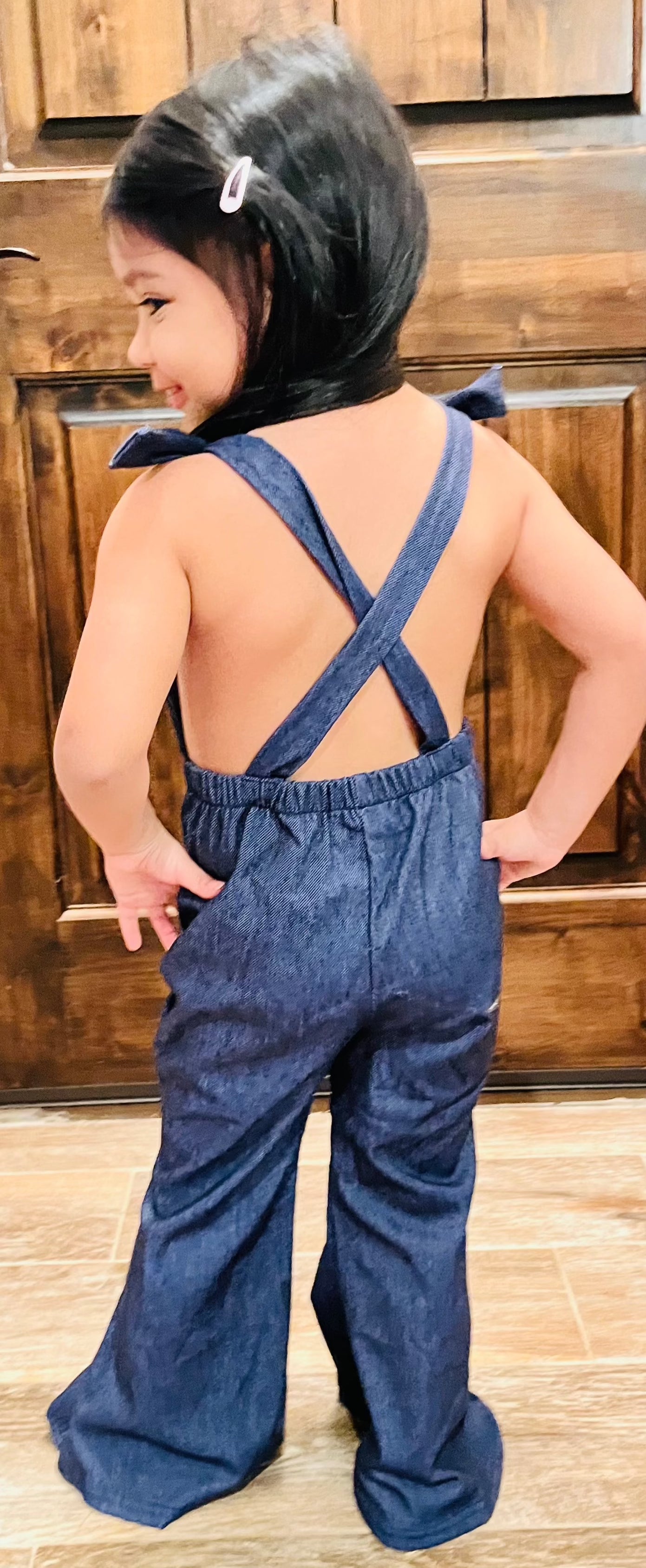 THE STAPLETON DENIM BELL BOTTOM OVERALLS