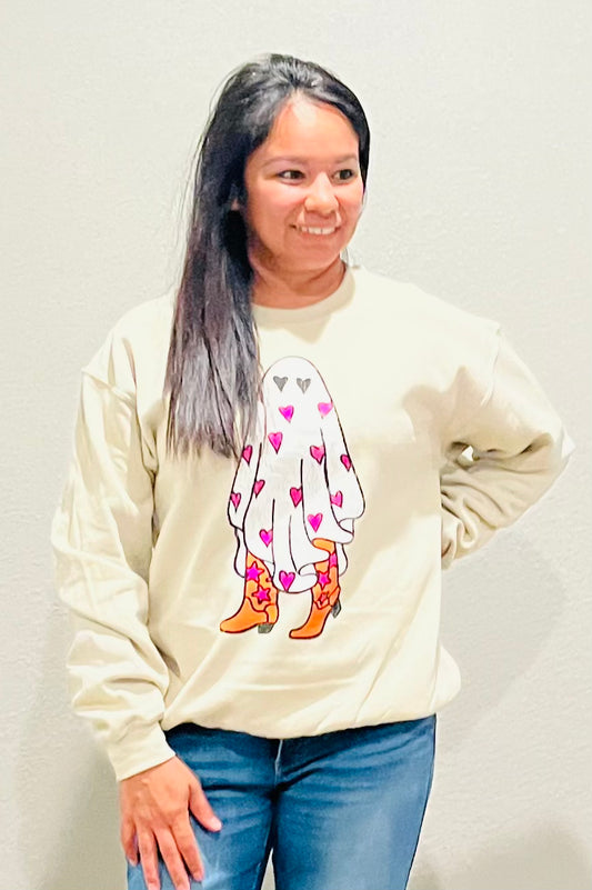 BOO IN BOOTS SWEATSHIRT