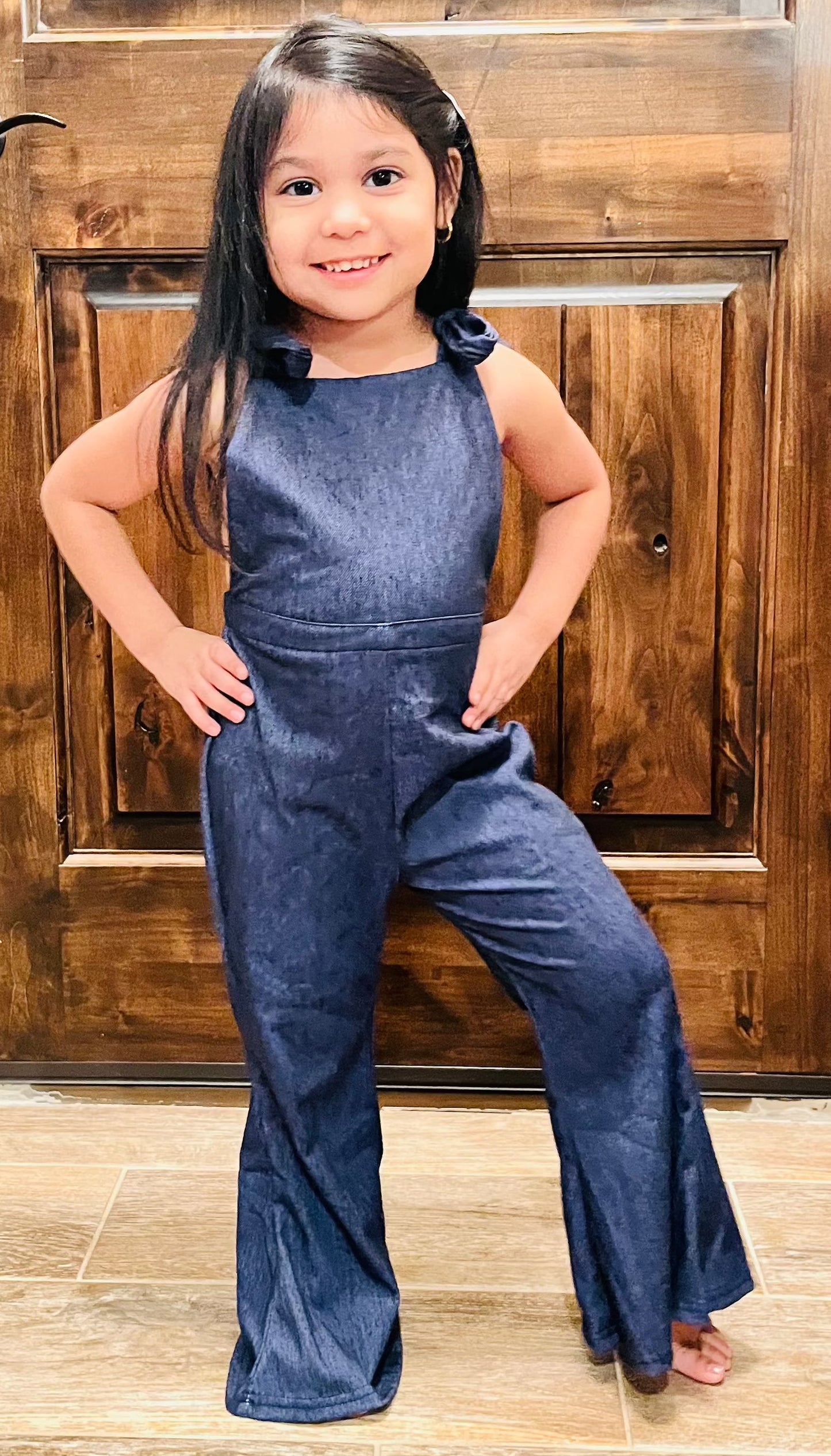 THE STAPLETON DENIM BELL BOTTOM OVERALLS