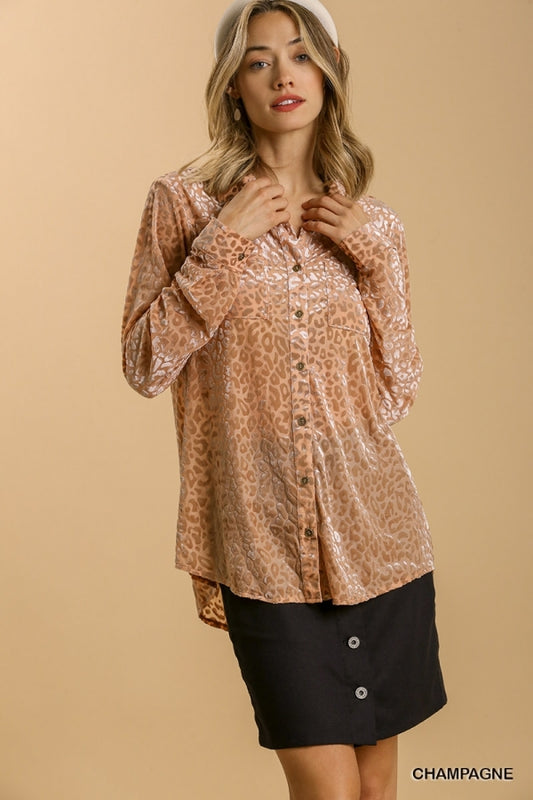 SVELTE LEOPARD BLOUSE - CHAMPAGNE